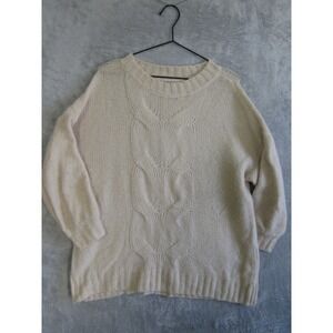 Aerie Cable Knit Sweater Cream Beige Oversized Relaxed Fit M